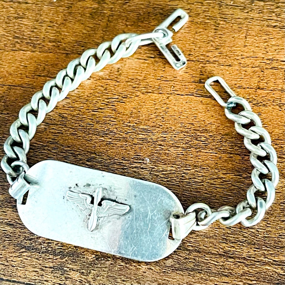 WWII US Prop and Wings Bracelet SterlingSilver Army Air Corp Air Force Pilot LGB